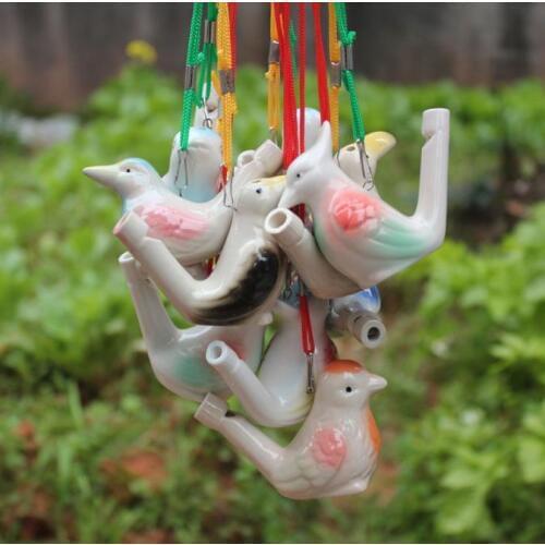 Water Bird Whistle With Rope Clay Bird Crafts Ceramic Glazed Bird Whistle-Peacock Birds Home Decoration Office Ornaments