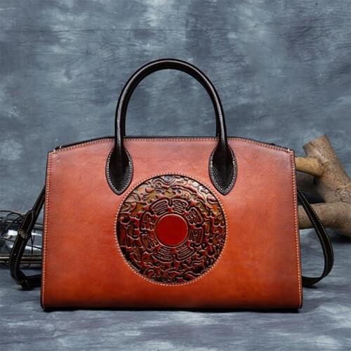 Retro Genuine Leather Large Capacity Women Bag 2021 Summer New Nature Cowhide Luxury Handbag Handmade Shoulder Messenger Bags