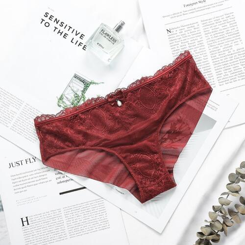 BALALOUM 3PCS New Arrivals Women Sexy Floral Lace Rhinestone Decoration Seamless Panties Briefs Female Underwear Lingerie Soft