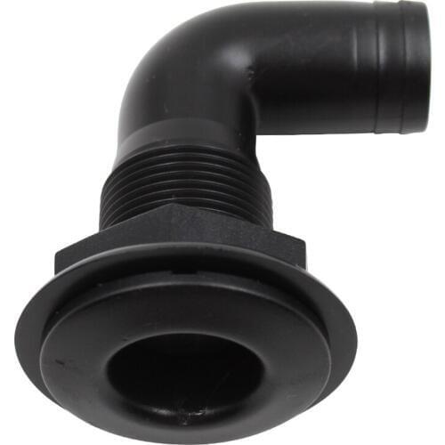 1'' Black Polypropylene Thru Hull Fitting Hose 90 Degree for Marine Boat
