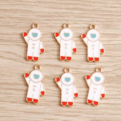 10pcs 14*23mm Space Astronaut Charms for Jewelry Findings Enamel Alien Charms Pendants DIY Necklaces Earrings Accessories Making