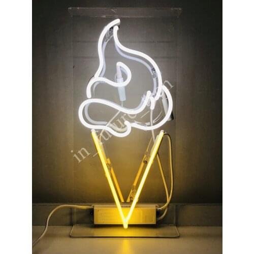 14“ Ice Cream Acrylic Custom Neon Light Lamp Sign Beer Bar Handmade Real Glass Decorate Home Wall Room Windows Tube Artwork