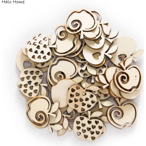 30pcs Apple Wooden Chips for Scrapbooking Embellishments Wedding Party Home DIY Handmade Accessories Decor Buttons 28mm