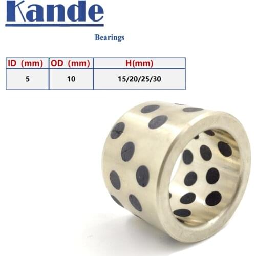 4Pcs JDB JDB051015 5X10X15 5X10X20 5X10X25 5X1X30 linear graphite copper set bearing copper bushing oil self-lubricating bearing