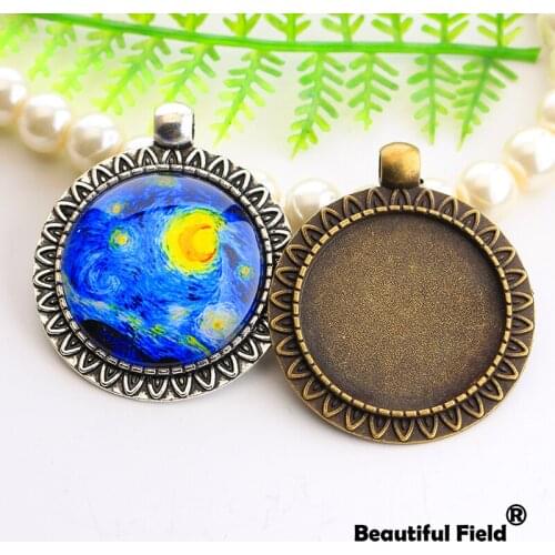 5pcs Fit 25mm Cabochon Settings Antique Silver Bronze Color Plated Cameo Base Blank Tray Zinc Alloy