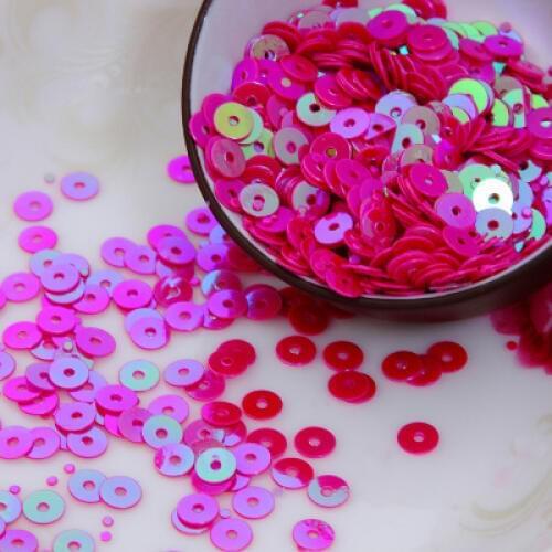 50g/lot 5mm Flat Round Sequins PVC Loose Flake DIY Garment Accessories Rose Red Fuchsia AB New Arrival Confetti