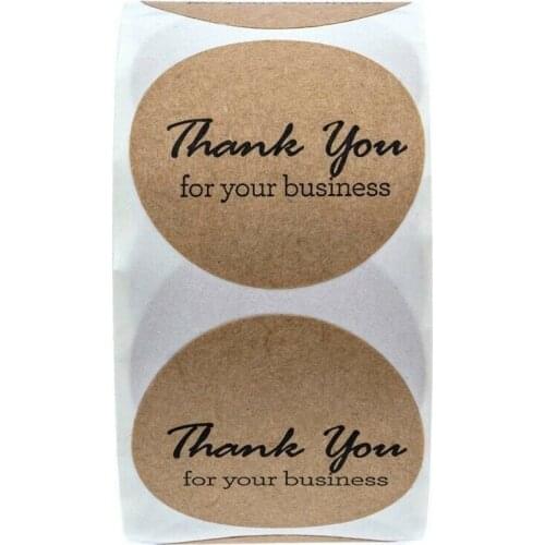 500pc /roll Christmas gift tags Round Kraft Thank You For Your Business Labels