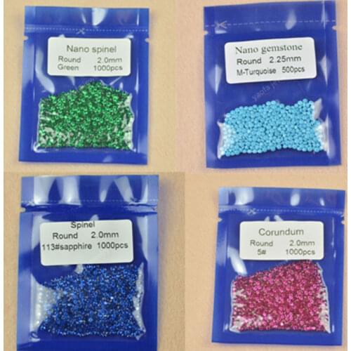 500pcs/Lot 0.9~4.0mm 5A Round Shape Brilliant Cut Nano Green Stone Synthetic Red Corundum #113 Blue Gems For Jewelry Wax Setting