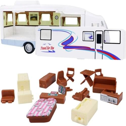 7.6 inch Cool Mini Motorhome Toy Die-cast Pullback Recreational Vehicle Pull Back RV with DIY Holiday Camper Van Model for Kids