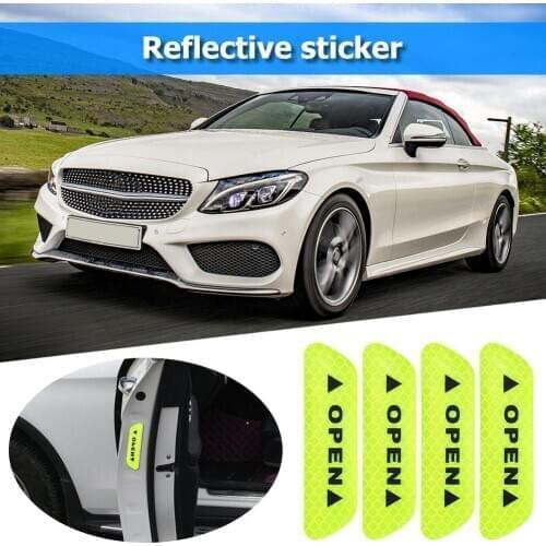 Car fluorescent reflective strips, waterproof warning stickers, night driving safety lighting, luminous tape, 4 sets(Green)