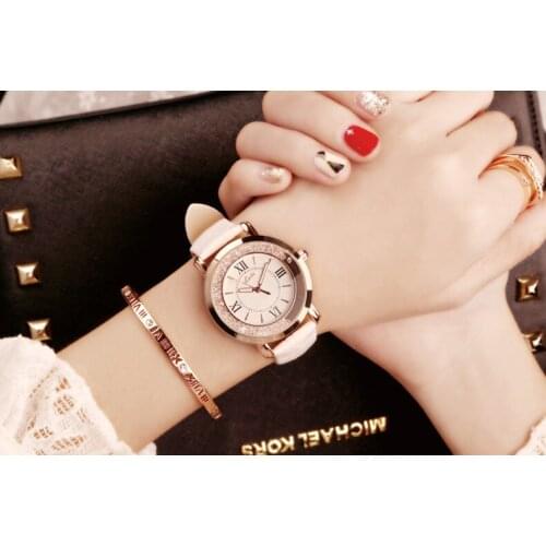 Casual Women Romantic Flowing Diamond English Watch Belt Watch Designer Ladies Clock Simple Dress Gfit Montre Femme Masculino