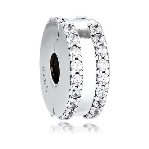 CKK Fit Pandora Bracelet Charms Original 925 Sterling Silver Double Lined Pave Clip Beads DIY Jewelry Making Kralen Wholesale