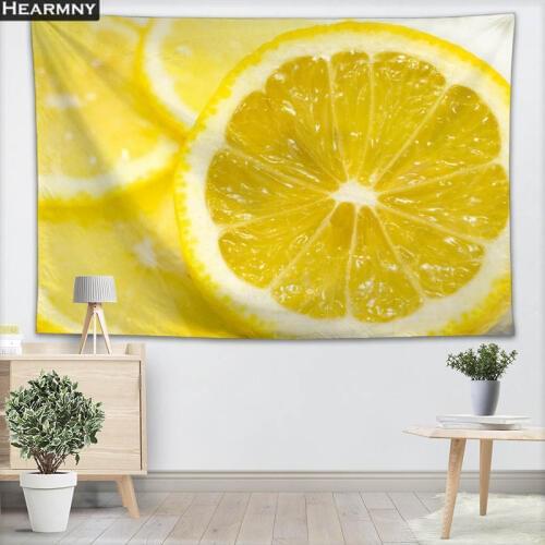 Background Fabric Valance Tapestry Wall Hanging Custom Lemon Fruit Bedroom Living Room Blanket Yoga Beach Towel Tablecloth