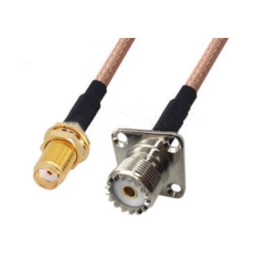 RG316 Cable SMA Female To UHF SO239 Female 4 Hole Flange Panel Mount Connector RF Coaxial Jumper Cable
