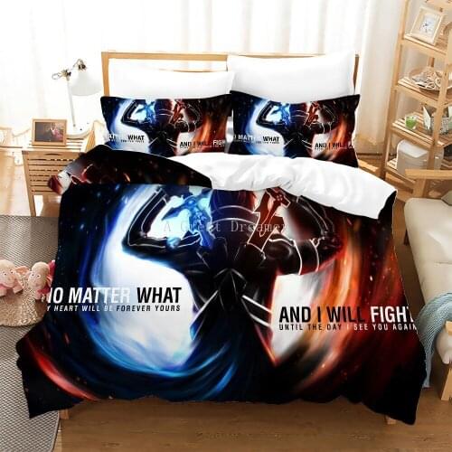 Anime Sword Art Online Comforter Bedding Sets 3D Cartoon Duvet Cover For Kids Adults Twin Queen King Bed Linen (NO sheet) 2/3PCS