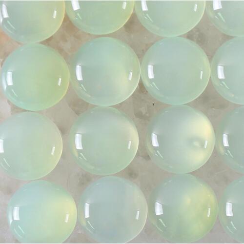 16MM Round Cabochon CAB Natural Stone Light Green Onyx No Drilled Hole Bead for Women Men DIY Jewelry Making Ring 10Pcs K919