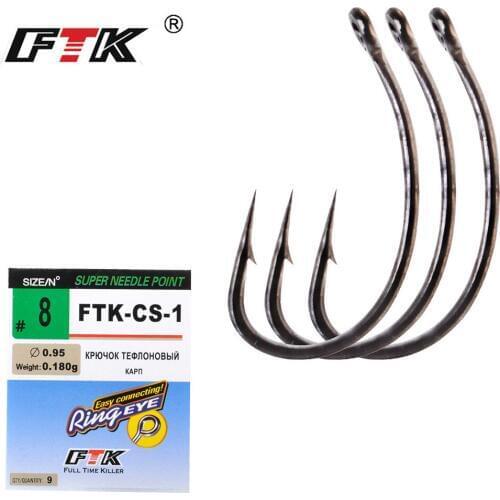 FTK High-carbon Steel Barbed Hook Size2#/6Pcs Size 4#/7Pcs Size6#/8Pcs Size8#/9Pcs Super Needle Point Carp Hooks Fishing Tackle