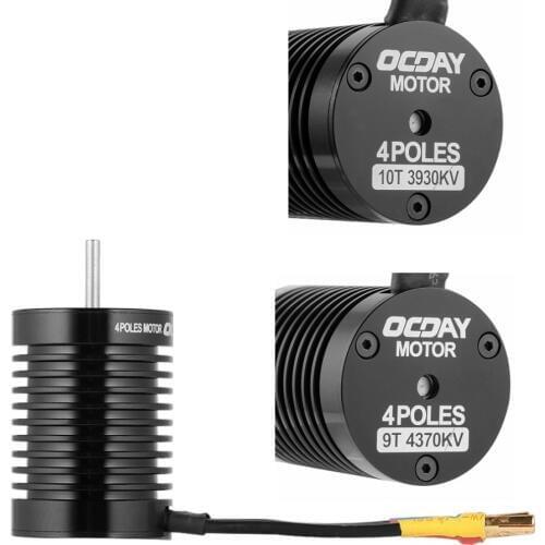 RC Motor 1:10 9T 4370KV 10T 3930KV 4P Sensorless Brushless Motor CNC for 1/10 RC Car BLACK