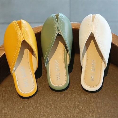 Baby Girls Kids Flat Slippers Beach Slides Summer New Slippers Shoes Woman Mules Fish Mouth Comfortable Cover Toe Shoes Sandals