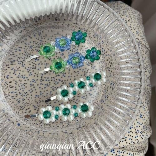 Pack of 2! Super beautiful fresh bling crystal hairpin Korean net red sweet broken hairpin girl bangs clip