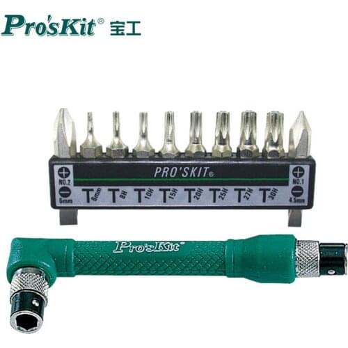 ProsKit 1PK-212 Precision Screwdriver Set 10 in1 Driver Heads L Style Dual End Wrench Driver For Home Working Computer Repair