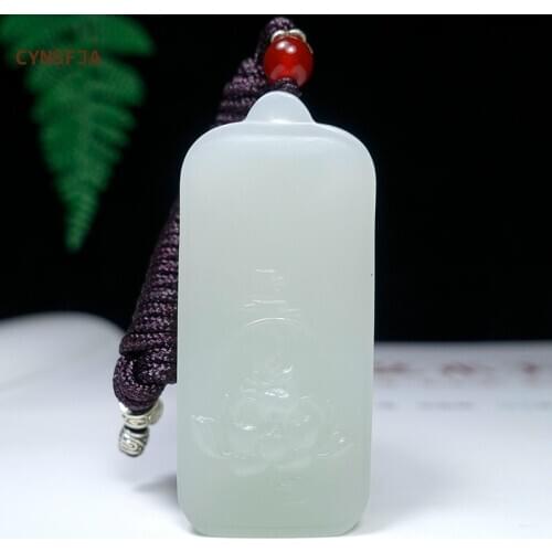 CYNSFJA New Real Certified Natural Chinese Hetian Jade Nephrite Lucky Amulets Jade Pendant Necklace High Quality Best Gifts