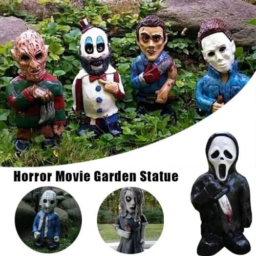 New Horror Movie Garden Gnomes Decorative Killer Gnome Ornament Undead Halloween Sculpture Outdoor Patio Lawn Dropshipping