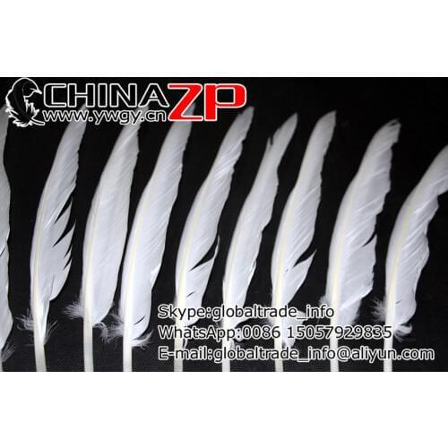CHINAZP Factory Wholesale 50pieces/lot 35~40cm(14~16inch) Length Unique Bleached White Goose Flight Wing Feathers