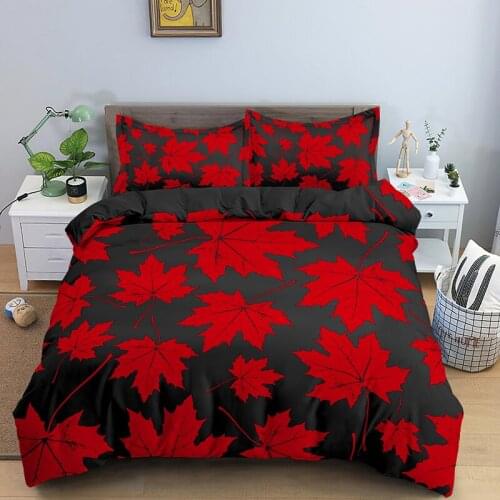 Autumn Maple Leaves Bedding Sets Double King Queen Size Duvet Blanket Cover 2/3 Pieces Bedclothes With Pillowcase