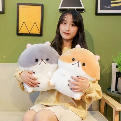 Plush Hamster Stuffed Toy Kawaii Soft Gray/Orange Hamster Pillow Cute Plush Hamster Cushion Kids Doll Birthday Gift For Children