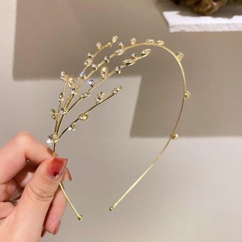 Dazzling Rhinestone Leaf Hair Bands for Women Elegant Minimalist French Style Hair Accessories Korean Fashion New Design Jewelry