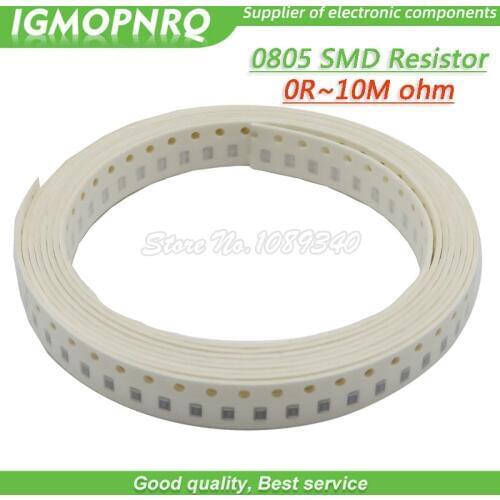 100Pcs 0805 SMD 1/4W resistor resistance 0R - 10M 1.8R 10R 100R 220R 330R 470R 560R 1K 10K 47K 100K 180K 0 10 100 330 470 ohm