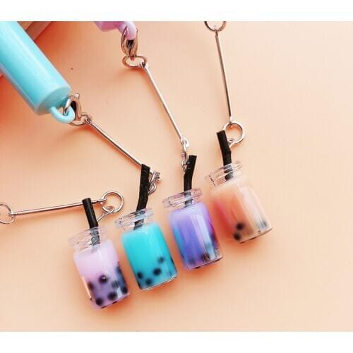 1Pc Cute Milk Tea Bottle Pen Kawaii Pendant Pens 0.5mm Black Gel Pens for Girls Gift School Office Supplies Novelty Stationery