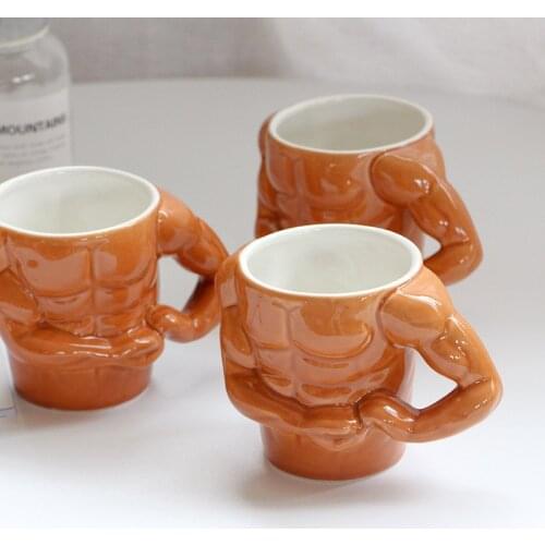 Creative Sexy Man Cup Muscle Cup Ceramic Coffee Cup Personality Trend Cartoon Student Water Cup Mug Christmas and Halloween Gift