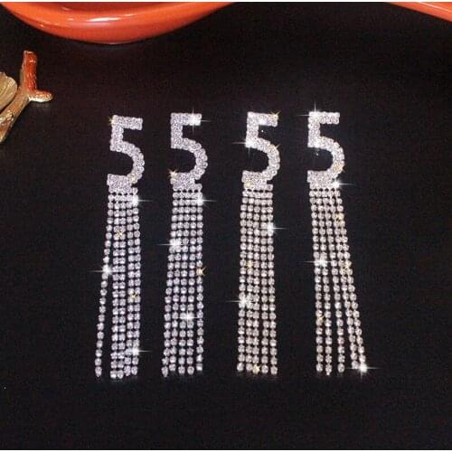 S925 needle number 5 crystal tassel drop earrings women luxury jewelry complete rhinestone wedding earrings wholesale