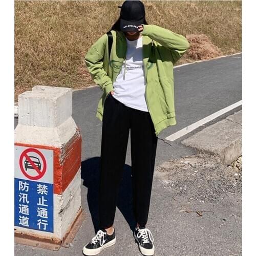 Woolen Pants Womens Autumn and Winter High Waist Slimming Pipe Nine Points Casual Carrot Pants Korean loose Harem Pants