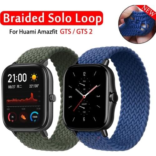 20mm Fabric Braided Solo Loop Nylon Strap For Xiaomi Amazfit GTS / GTS 2 Band For Amazfit Bip Lite/S/U GTR 42mm Elastic Bracelet