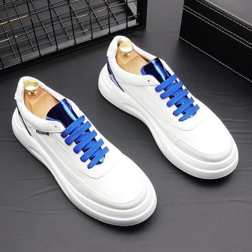 Mens leisure breathable white shoes lace-up derby shoe original leather sneakers street style platform footwear zapatos hombre