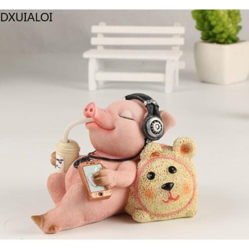 DXUIALOI Creative Simulation Animal Pig Decoration Resin Crafts Garden Decoration Car Decoration Home Living Room Decoration