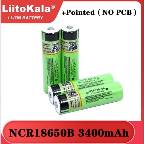 Liitokala NCR18650B 3.7v 3400 mAh 18650 Lithium Rechargeable Battery with Pointed (No PCB) For Flashlight batteries