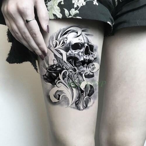 Waterproof Temporary Tattoo Sticker Skull Head Fake Tatto Flash Tatoo Leg Arm back Large size body art for Men Girl Women