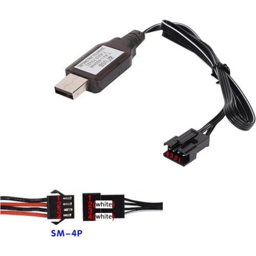 7.4v (3.7v x2) Charger 400mA SM-4P Reverse 2S Lipo battery RC Toys Plug Input USB Charger newqida qytoys landking RC car boat