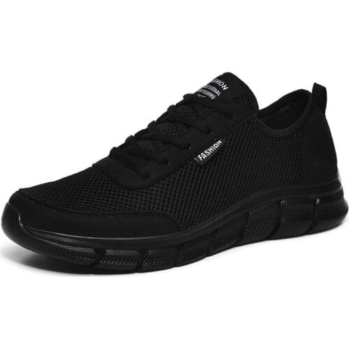 Plus Size Breathable Mesh Running Shoes Men Shoes Sneakers Summer Sports Shoes Man Sneakers Sport Man Brand Black Flat GME-1493