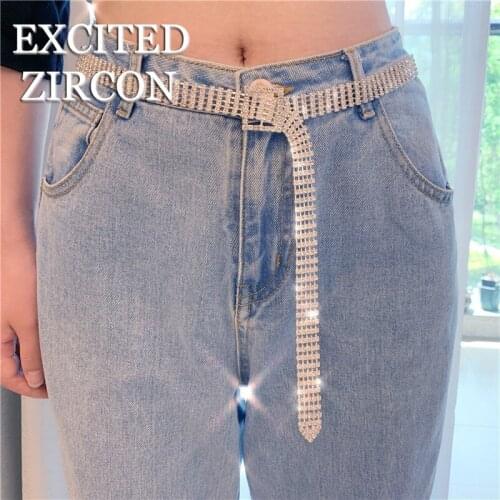 EXCITED ZIRCON European and American fashion woman sexy exquisite luxury rhinestone crystal belt belt chain jewelry belt