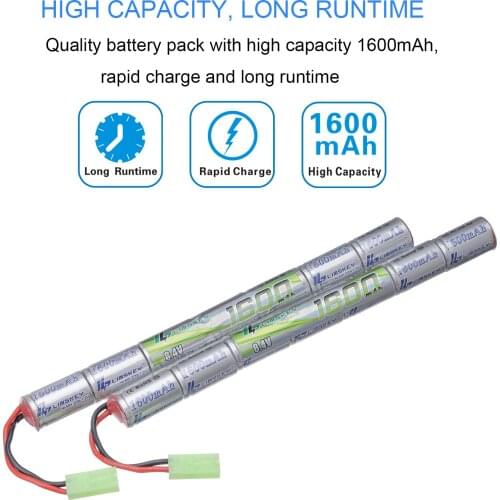 2PCS Limskey 7S 2/3A 8.4v 1600mAh Stick NIMH Airsoft Guns Battery Pack with Tamiya for Airsoft Mini AK series AK47, MP5K, RPK