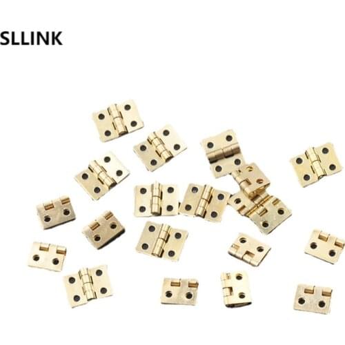 20pcs/Lot Cabinet Door Hinges Brass Plated Mini Hinge Small Decorative Jewelry Wooden Box Furniture Accessories