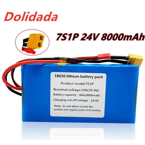 2021 new 7s1p 24V 8000 MAH Li ion battery pack is suitable for small electric unicycle scooter toy bicycle with built-in BMS