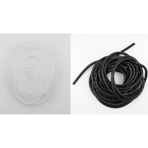 Black White 6.5M 12mm Wire Spiral Wrap Sleeving Band Tube Cable Wire Protector