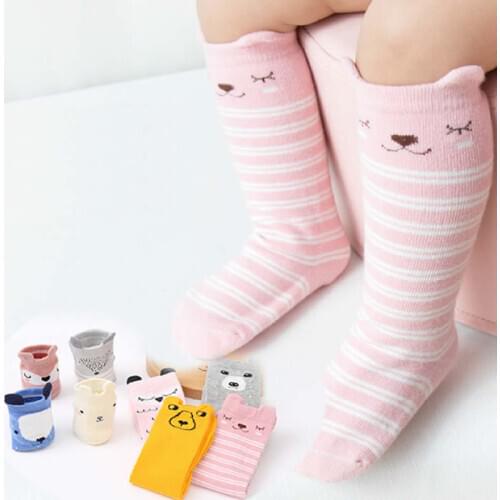 Children Boy Girl Pattern Animal Non-Slip Knee High Sock Baby Fox Cat Cotton Cute Cartoon Infant Socks Toddlers knee high