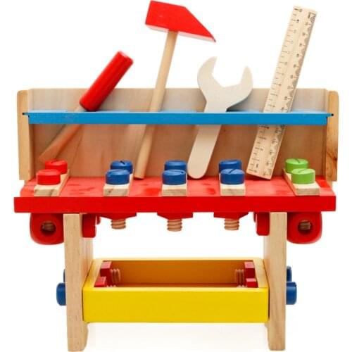 Kids Toolbox Toy Wooden Repair Pretend Game Puzzle Montessori Disassembly Set Simulation Multifunctional Carpenter Tool Boy Gift